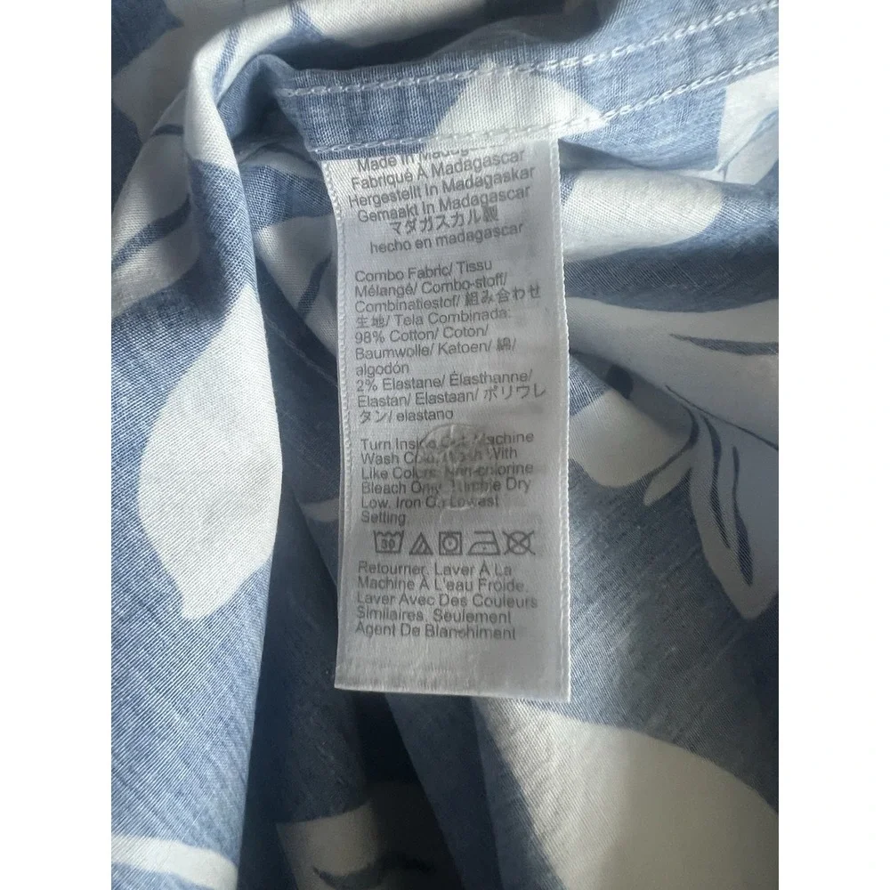 J.Crew‎ Flex Washed Hawaiian Shirt Blue White Floral Men's L